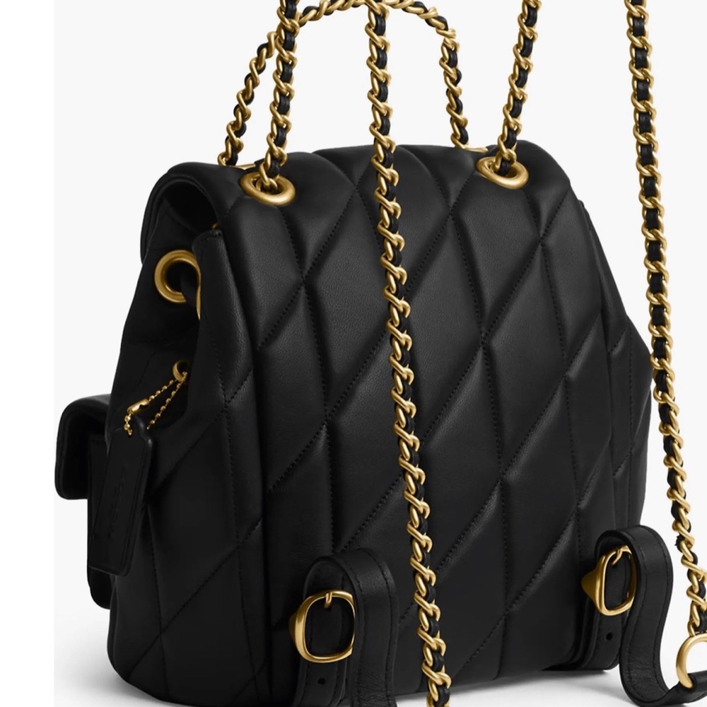 COACH Black Quilted Leather C Backpack with Gold Hardware - Picture 6 of 9
